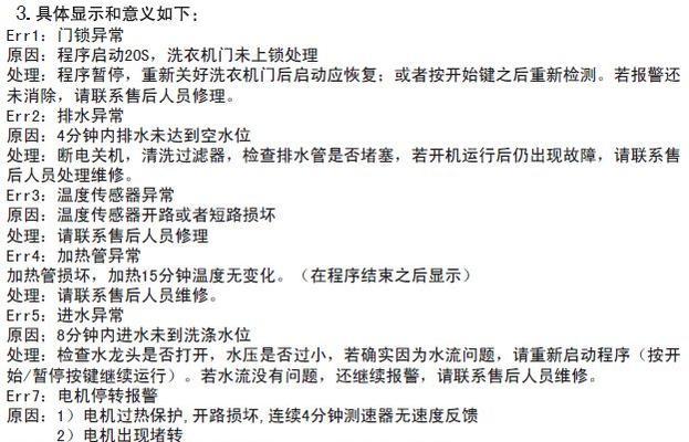 海尔滚筒洗衣机故障代码E4的原因及解决方法（了解E4故障代码）  第1张